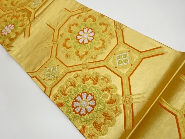 リサイクル　蜀江文に華文模様織出し袋帯